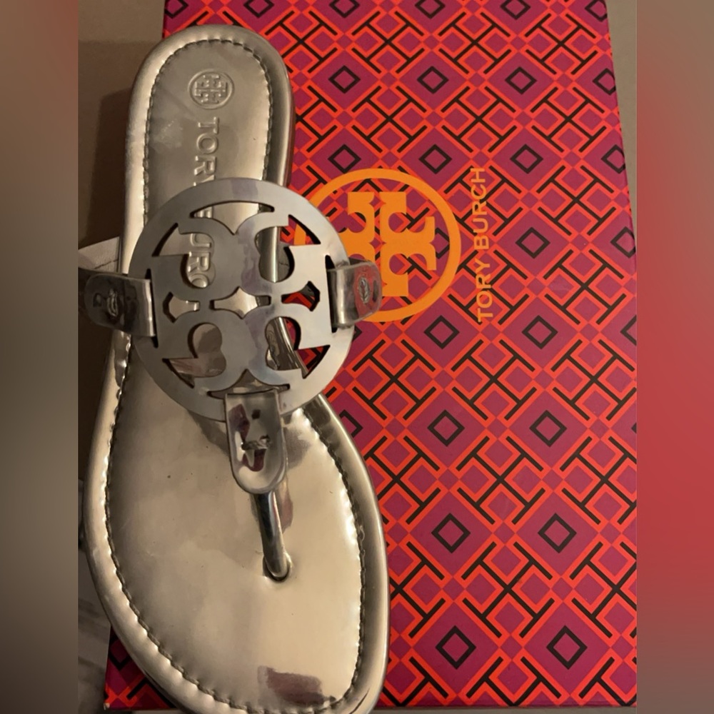 Tory Burch Metallic Silver Sandal